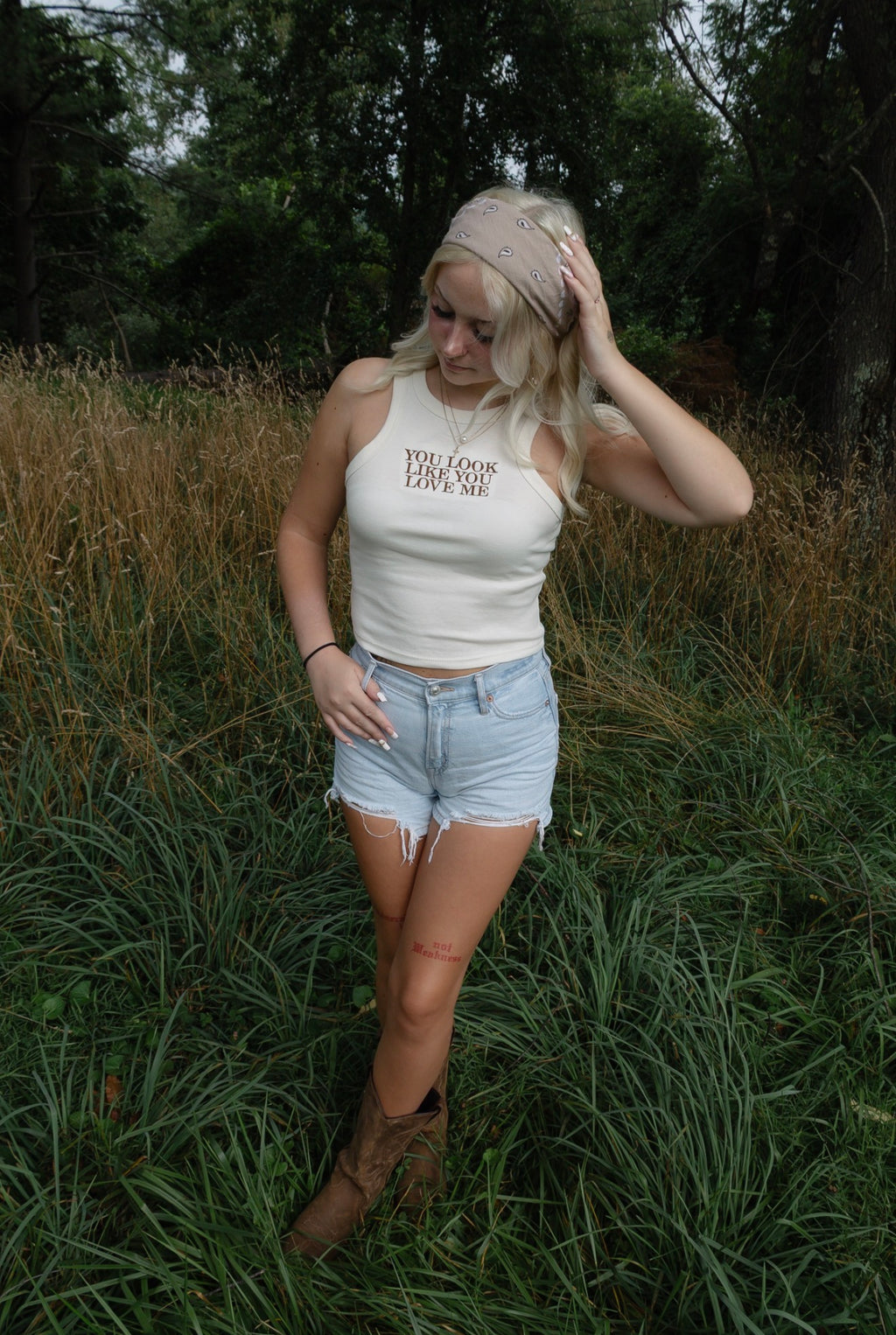 You Look Like You Love Me Ribbed Racerback Tank – Cream