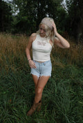 You Look Like You Love Me Ribbed Racerback Tank – Cream