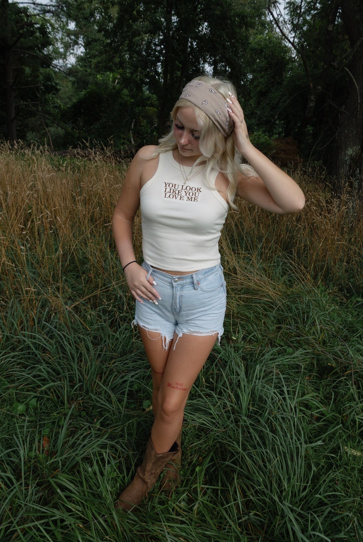 You Look Like You Love Me Ribbed Racerback Tank – Cream